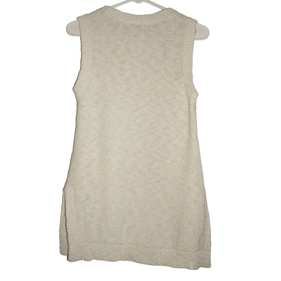 ANN TAYLOR LOFT women's medium white cream knit tunic sleeveless sweater top - Picture 8 of 13
